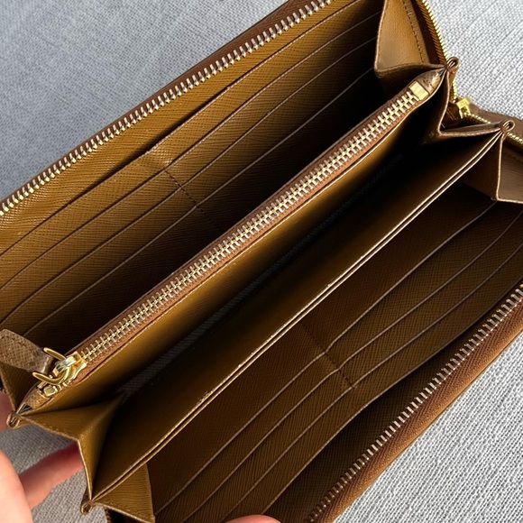 Prada Saffiano Leather Long Wallet Brown - Picture 5 of 9